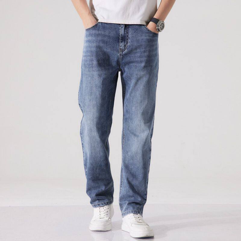 法国高档牛仔裤2026新款男士夏季薄款直筒弹力商务休闲长裤子男款