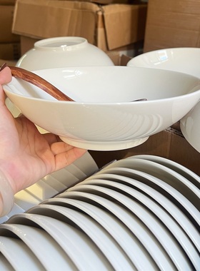 德化白瓷高级感家用斗笠汤碗汤面碗牛肉面碗菜碗高颜值陶瓷螺蛳粉