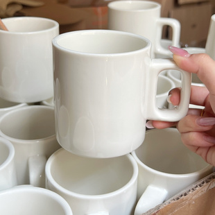 德化陶瓷马克杯米白高颜值水杯家用早餐牛奶杯办公室茶水杯饮料杯