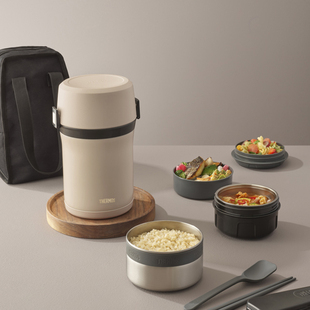 韩国直邮膳魔师THERMOS保温饭盒便当桶露营上班族学生带饭神器3层