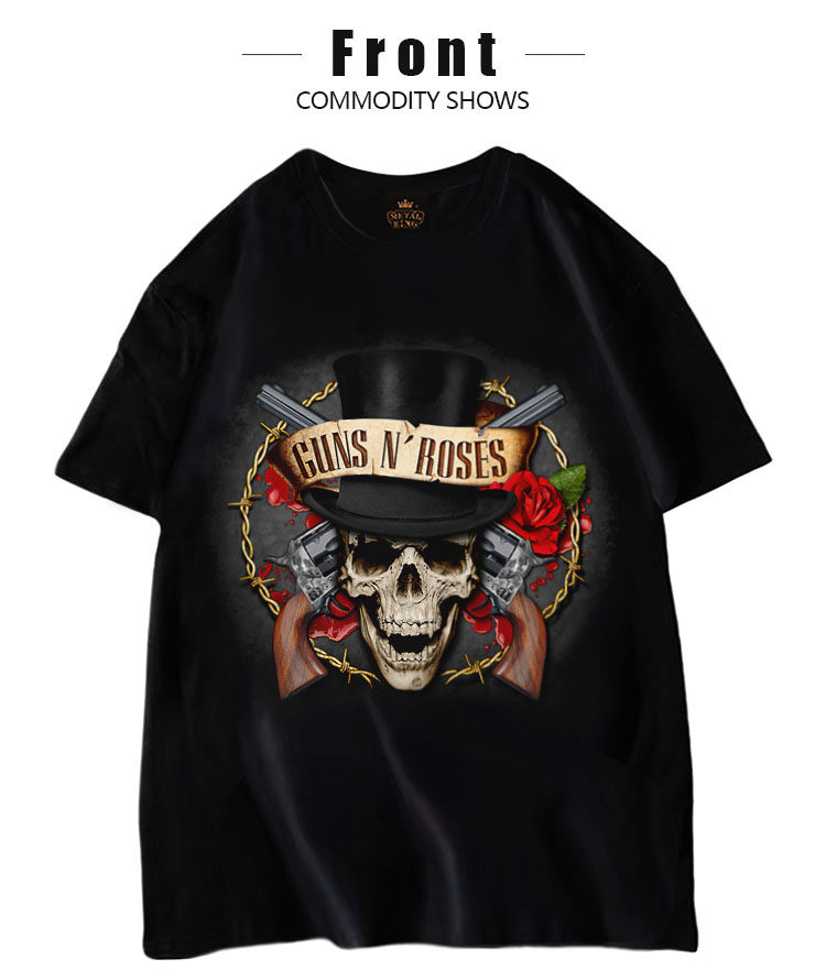 100%纯棉数码直喷透气男装短袖t恤男女情侣体恤guns n roses