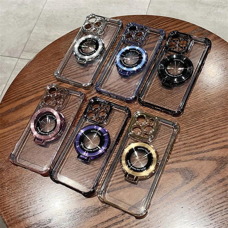 四角防摔电镀适用于苹果16PRO指环支架手机壳iphoneXR/12透明保护套艾尚