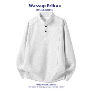 WASSUP ERIKA重磅亨利领卫衣男款2026春季新款美式解构长袖打底衫