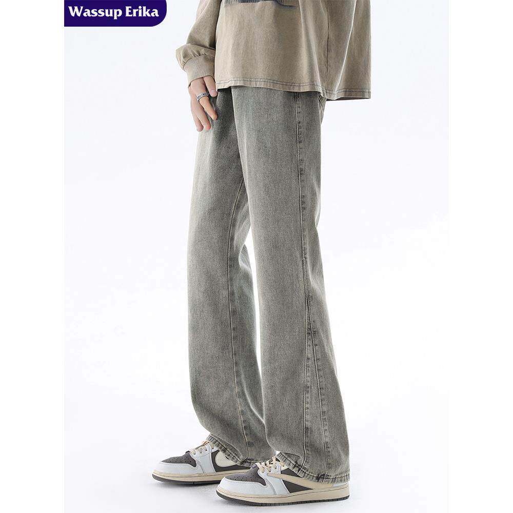 WASSUP ERIKA美式牛仔裤男款春秋潮牌高街复古修身微喇休闲裤子男