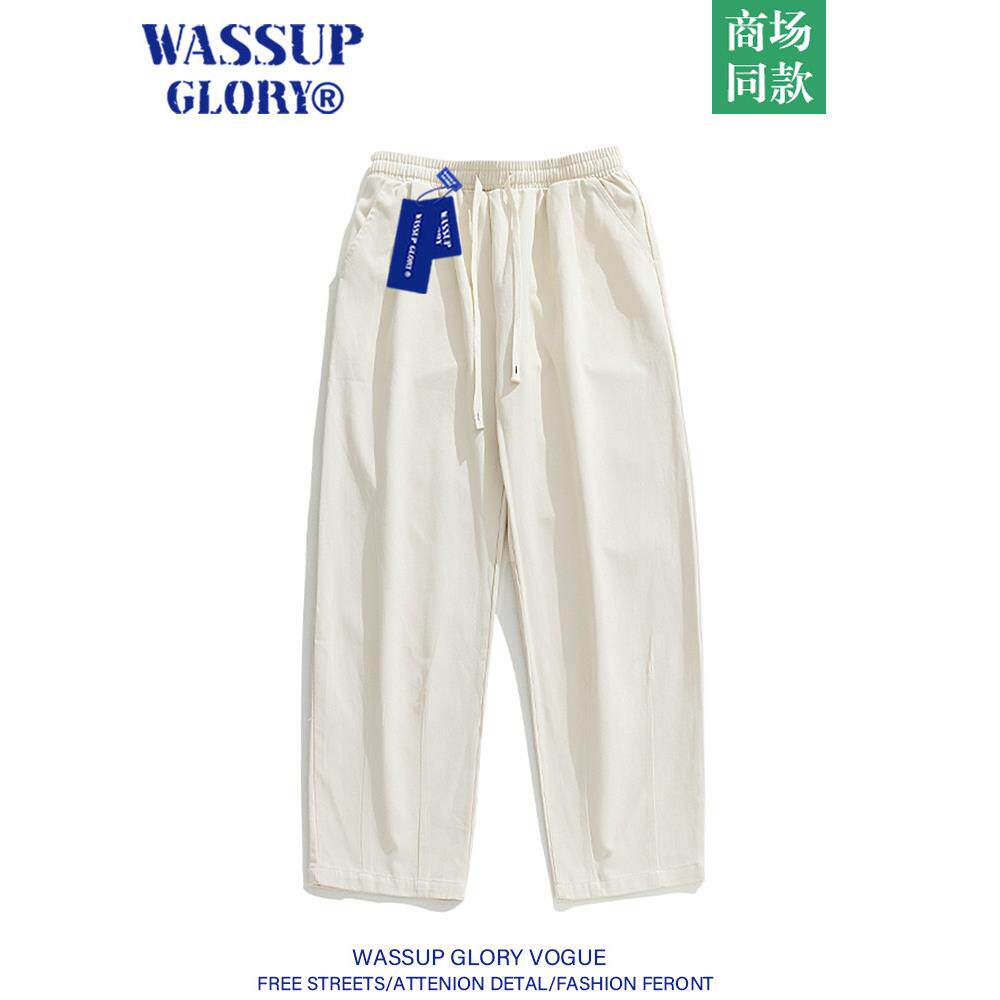 WASSUP GLORY纯棉休闲裤男款春季日系潮牌直筒裤宽松阔腿运动长裤