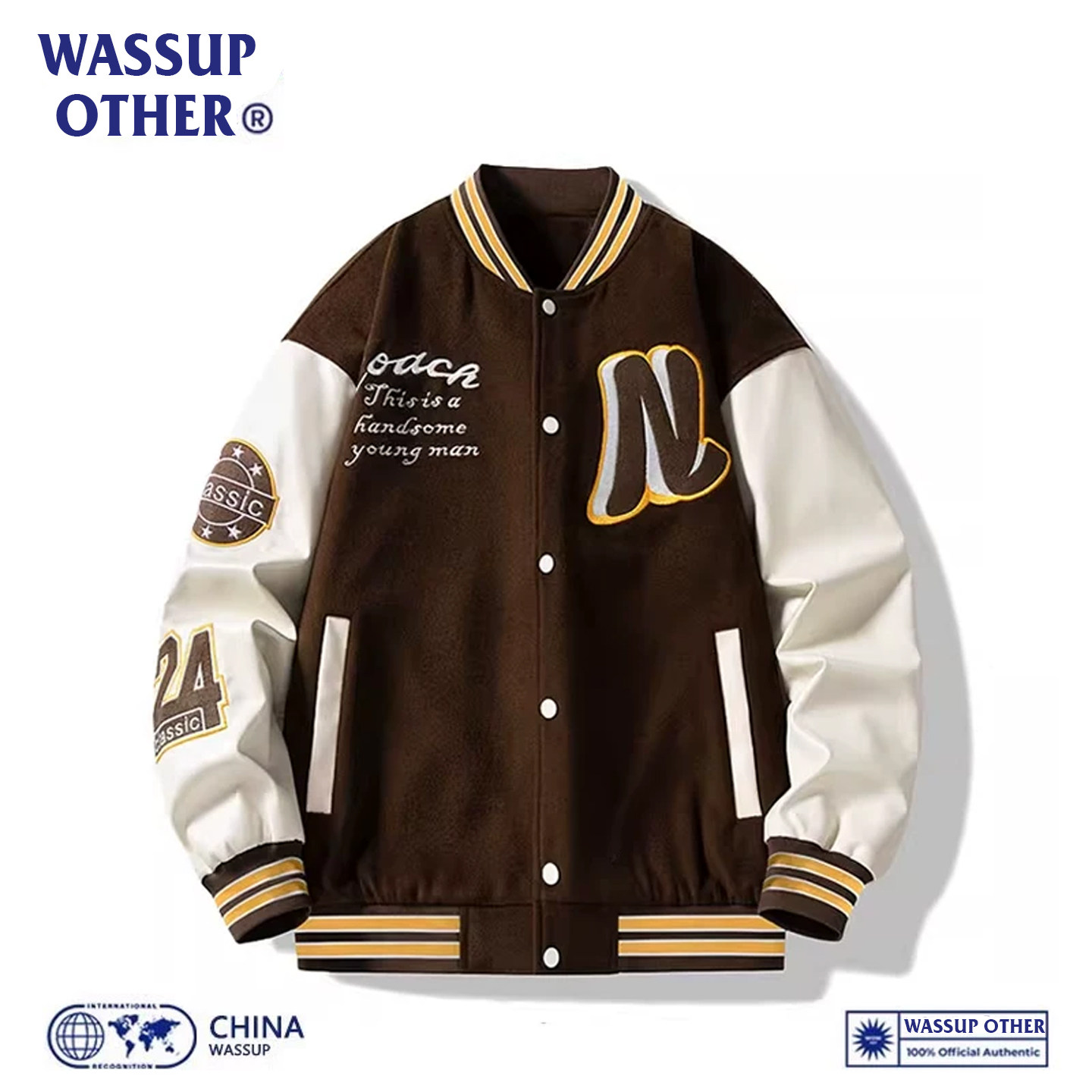 WASSUP OTHER美式棒球服男款春秋季潮牌宽松飞行员夹克男情侣外套