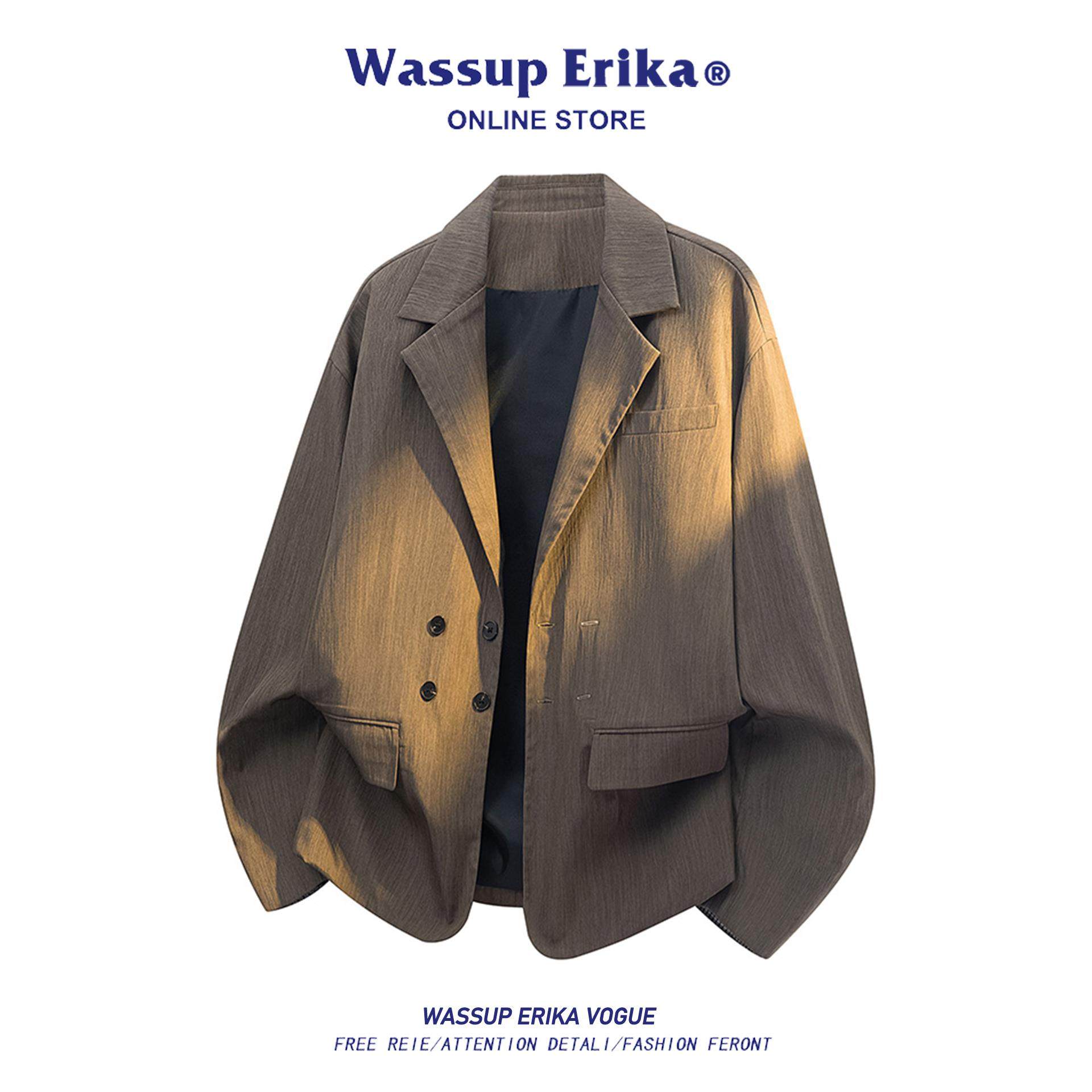WASSUP ERIKA日系卡其色休闲西服外套男士高级感秋季复古年轻西装