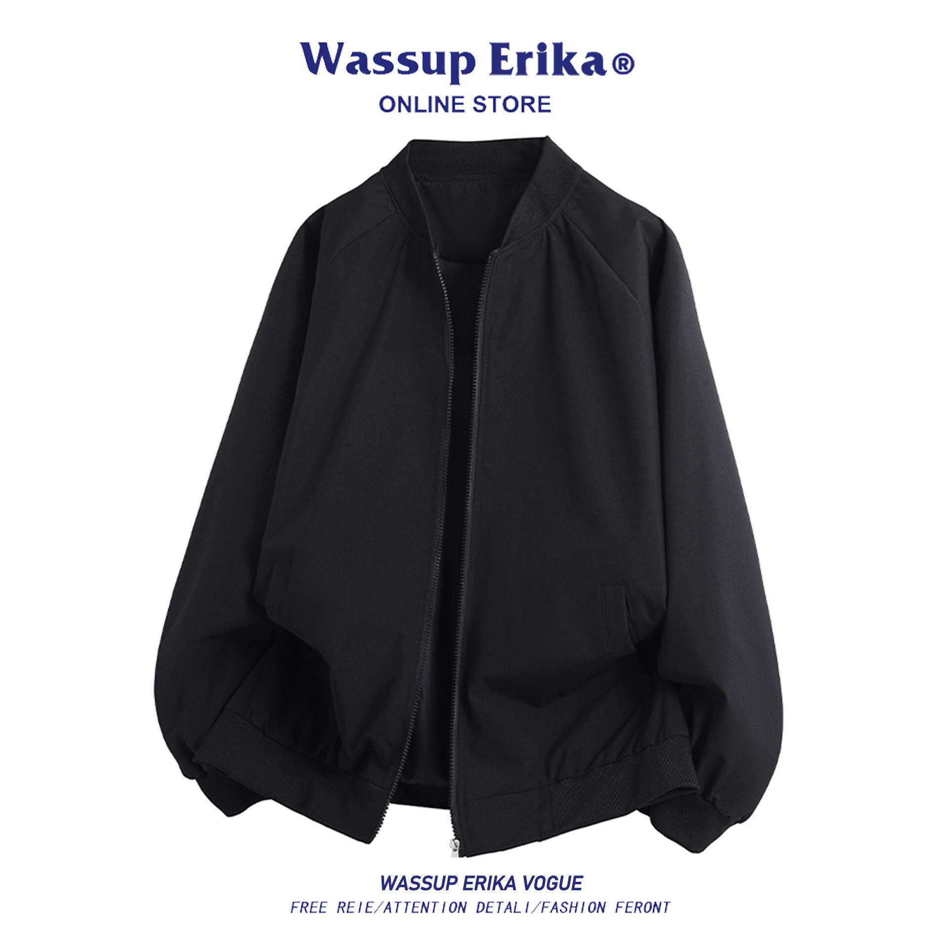 WASSUP ERIKA日系简约飞行员夹克男2026年春秋宽松立领百搭棒球服