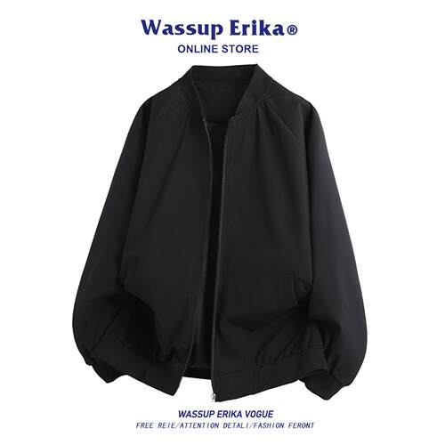 WASSUP ERIKA日系简约飞行员夹克男2026年春秋宽松立领百搭棒球服