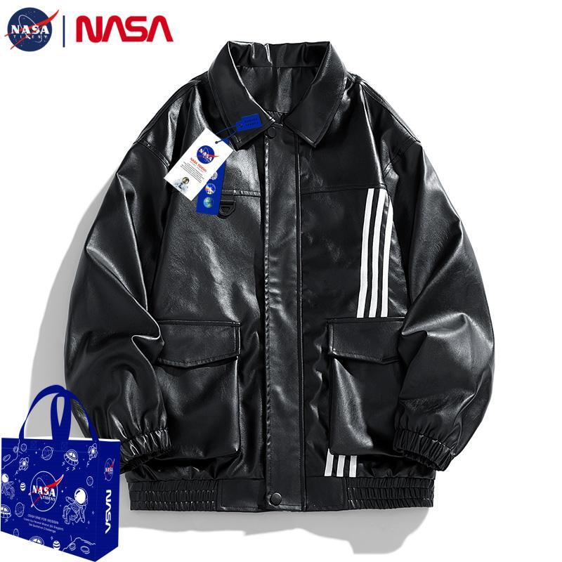 NASA联名春秋复古机车服皮衣穿搭攻略潮男士皮夹克飞行员翻领外套