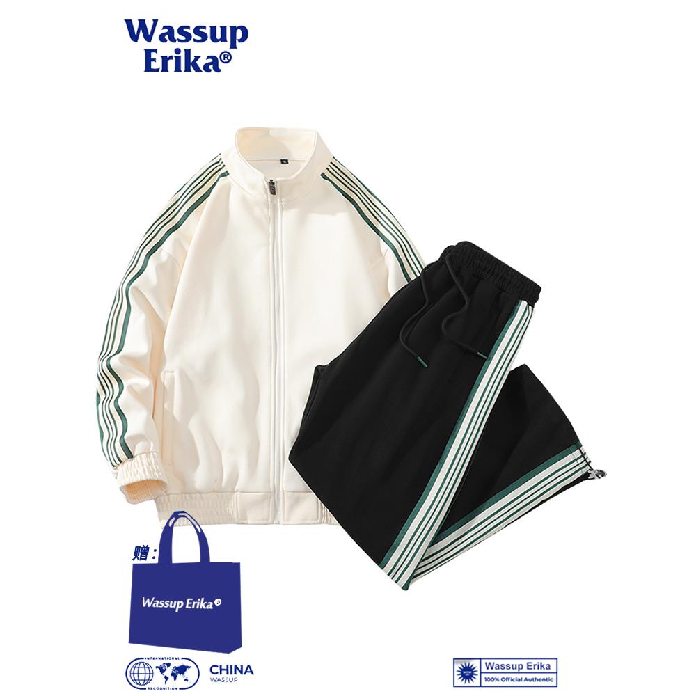 WASSUP ERIKA秋季立领卫衣运动服套装男定制团队服休闲裤子两件套