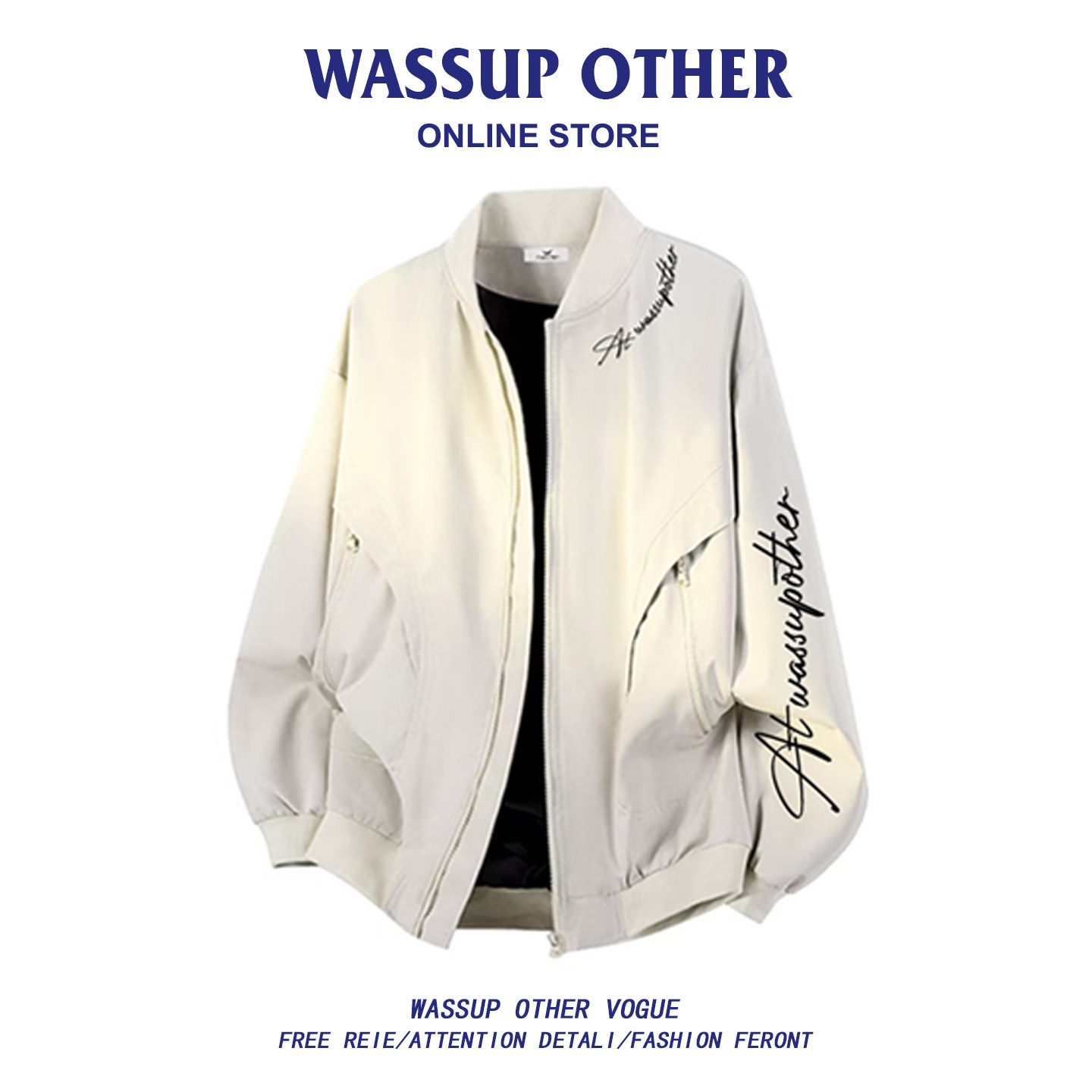 WASSUP OTHER美式飞行夹克男款春秋宽松衣服情侣工装棒球服外套男