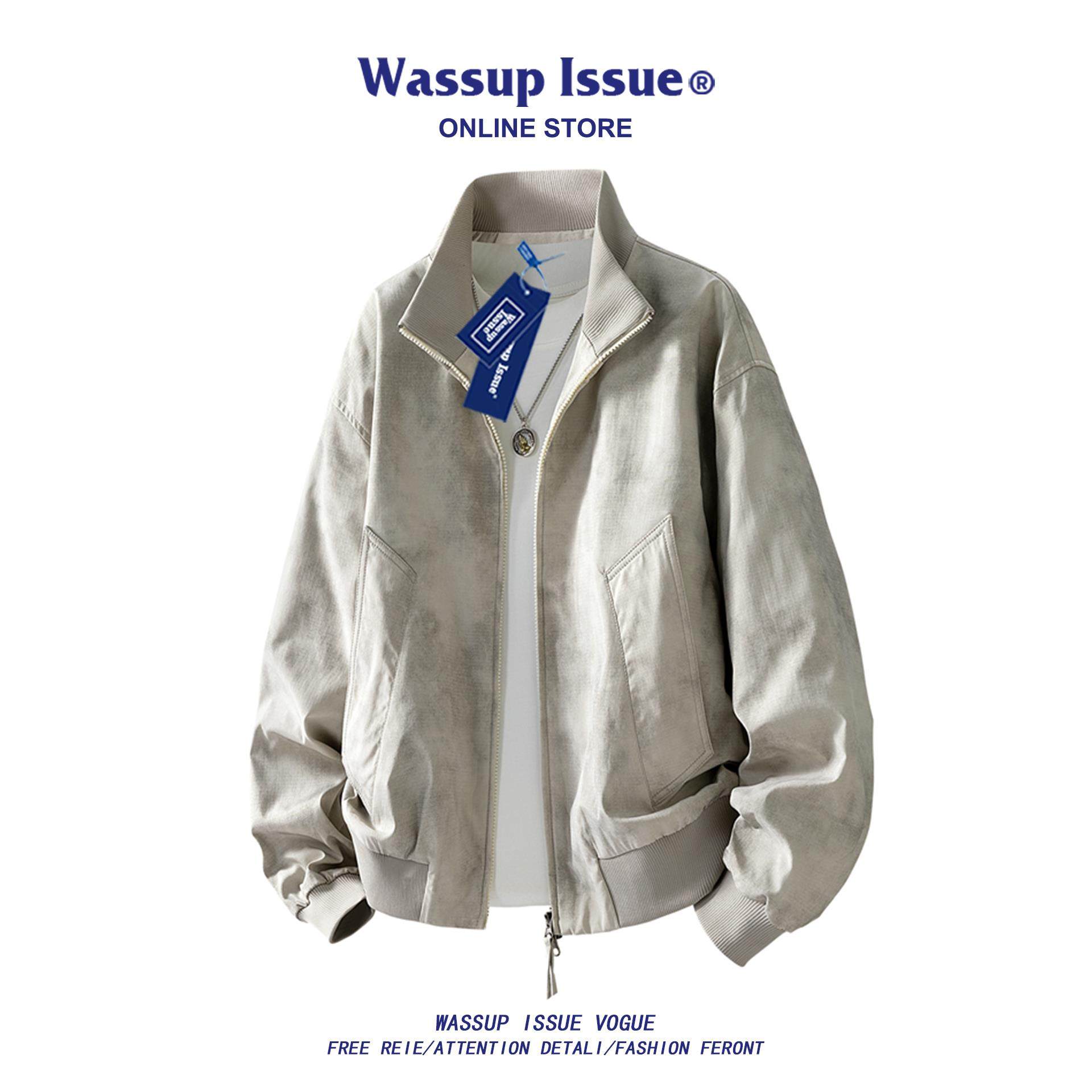 WASSUP ISSUE美式飞行工装夹克男款春秋外衣宽松复古棒球服外套男