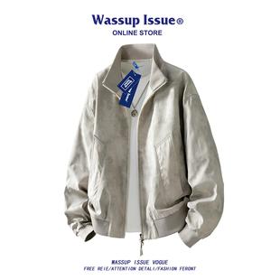 夹克男款 飞行工装 春秋外衣宽松复古棒球服外套男 ISSUE美式 WASSUP