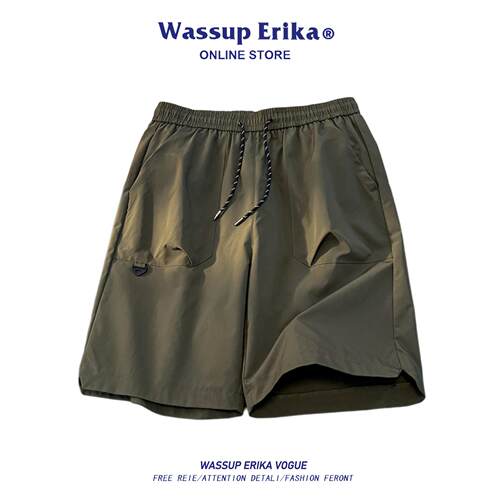 WASSUP ERIKA美式工装短裤男夏季薄款冰丝速干透气五分运动中裤子