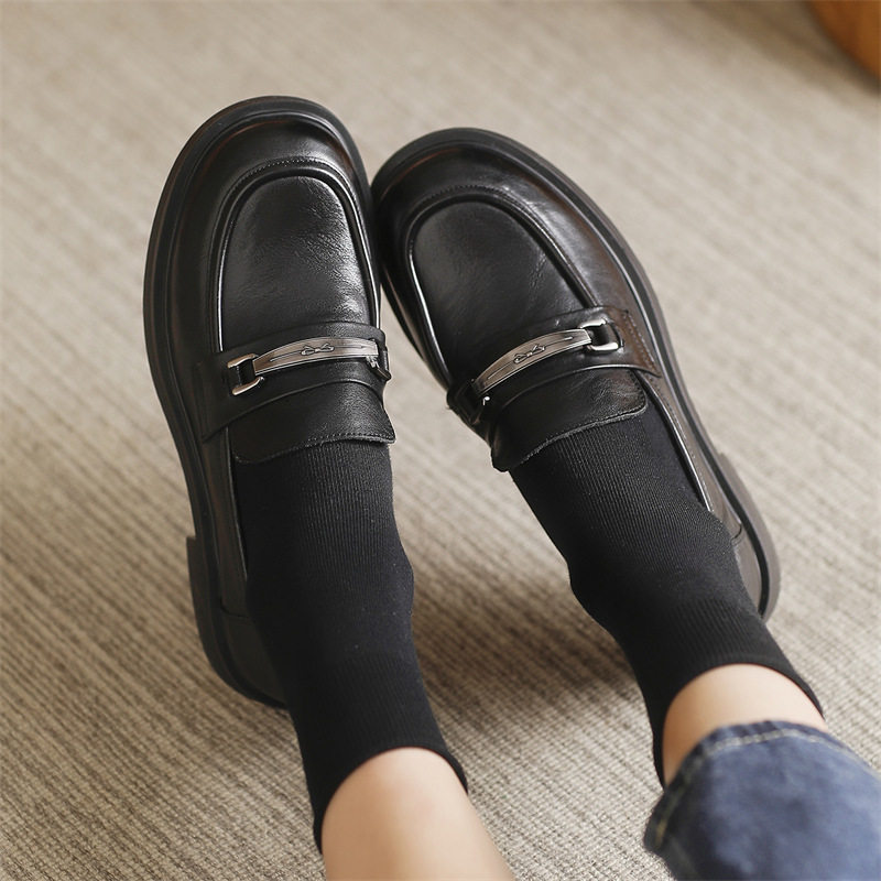 头层牛皮复古圆头平乐福鞋女春秋软底金属英伦风小皮鞋不累脚单鞋,女鞋,乐福鞋（豆豆鞋）,淘宝优惠券,粉丝福利购,淘宝优惠卷