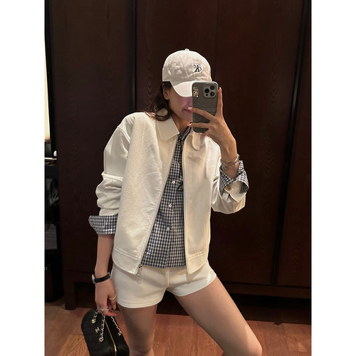 元派bluepops2025秋季新款休闲简约风百搭辣妹高腰直筒热裤短裤女