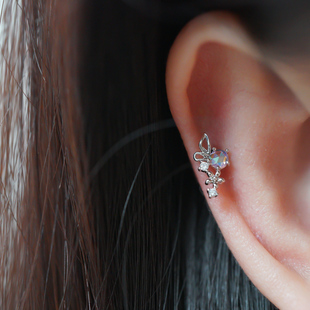 韩国彩光蝴蝶小花朵耳骨钉耳蜗耳门钉