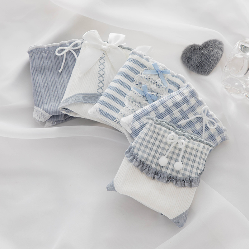 ”夕阳下的巴黎“洛丽塔木耳花边纯棉蝴蝶结少女士学生三角内裤