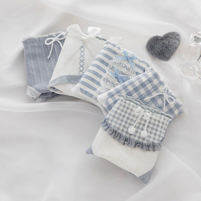 ”夕阳下的巴黎“洛丽塔木耳花边纯棉蝴蝶结少女士学生三角内裤