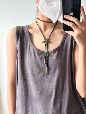 肥阿玛士多日皮革编织项链复古