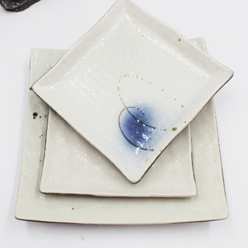 日式方形骨碟6寸8寸寿司铁板烧盘子日韩料理寿司火锅餐厅黑白色