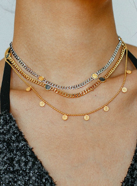 ICEEVA古巴链人像法式复古925银古币蜜蜂回首狮古法金币钱币项链