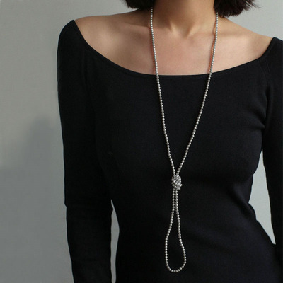 超长项链施家珍珠灰色优雅