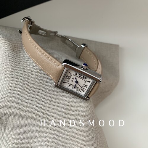 handsmoood 方形简约ins韩风小众皮带女士石英手表气质潮流女AG09