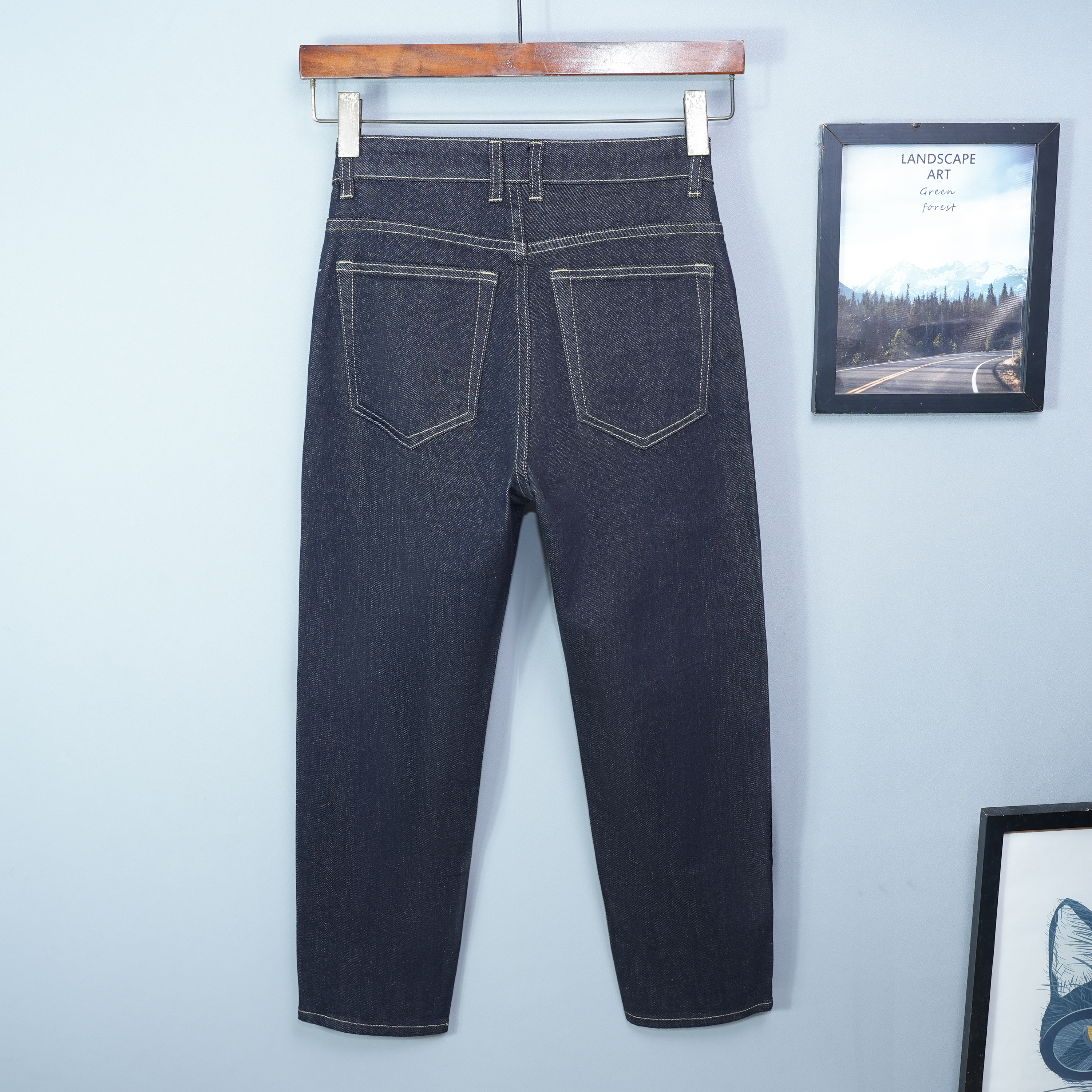 2025新款纯棉秋季九分牛仔裤男休闲宽松直筒春秋款八分蓝黑色弹力