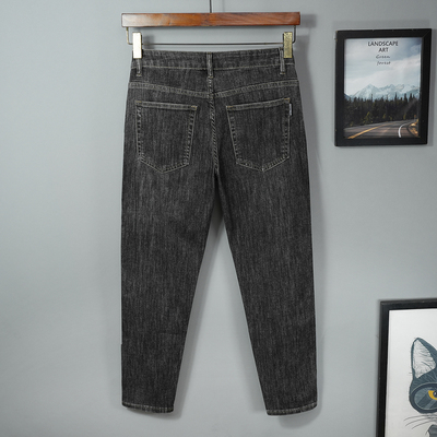 香港夏季薄款九分牛仔裤男小直筒小脚休闲弹力黑灰2024新款