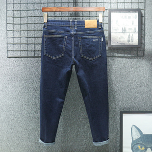 加绒冬季新款春秋款深蓝九分牛仔裤男修身小脚直筒休闲弹力2025