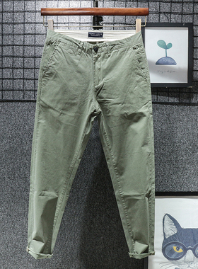 香港春夏季浅绿色时尚纯色潮牌休闲裤男直筒裤子薄款长裤潮流布裤