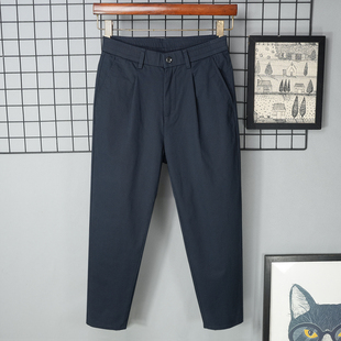 加绒秋冬2025春秋款松紧腰纯棉宽松九分休闲裤男锥形直筒新款高腰