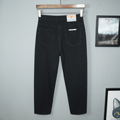 新款 纯棉纯黑无弹 男直筒潮流黑色休闲秋季 春秋季 宽松九分牛仔裤