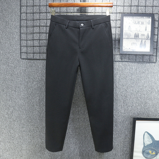 毛呢秋冬季裤子男士九分休闲裤加绒加厚小西裤宽松直筒2025新款