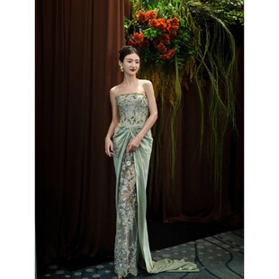 花色年会晚礼服女主持人重工学生日成人礼艺考回门订婚敬酒服新娘