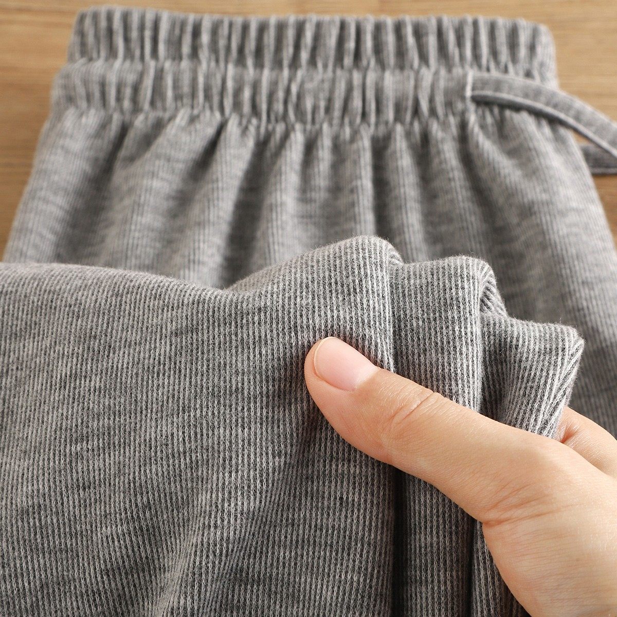 棉花糖触感~浅灰色窄版糯米裤女高腰显瘦垂感休闲直筒裤运动卫裤