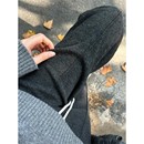 加绒窄版阔腿裤女垂感高腰2025年新款秋冬季羊毛呢人字纹直筒裤子