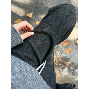 羊毛呢人字纹直筒裤 加绒窄版 秋冬季 女垂感高腰2025年新款 子 阔腿裤