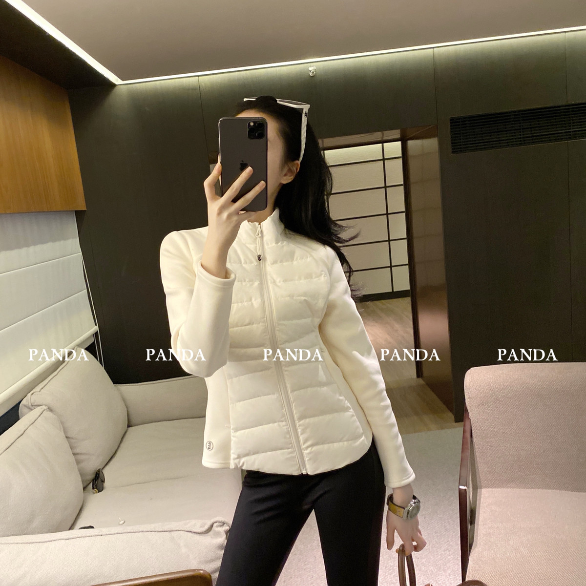 PANDA-热搜莱卡拼接HQMH内胆石墨烯订单保暖羽绒服外套77002