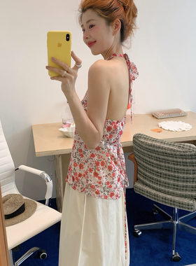 Vaoom-夏日海棠温柔风超显白碎花挂脖小衫VC90270