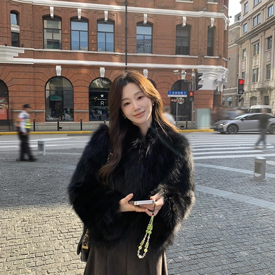 诺华NovaBloom-霜花印月进口狐狸毛皮毛一体年轻款保暖皮草HDN999