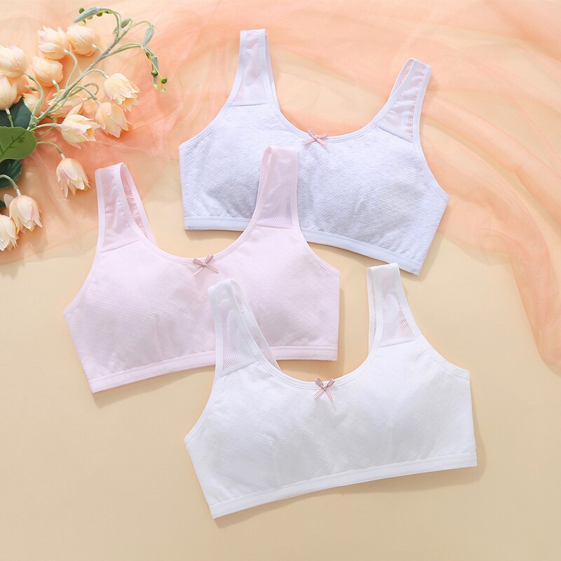 初中学生小背心纯棉内衣无钢圈夹棉花款防凸点少女文胸高中发育期