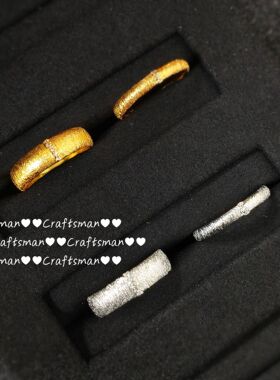 老钱风~意大利工艺vintage中古拉丝素圈戒指宽窄版缎面高级感指环