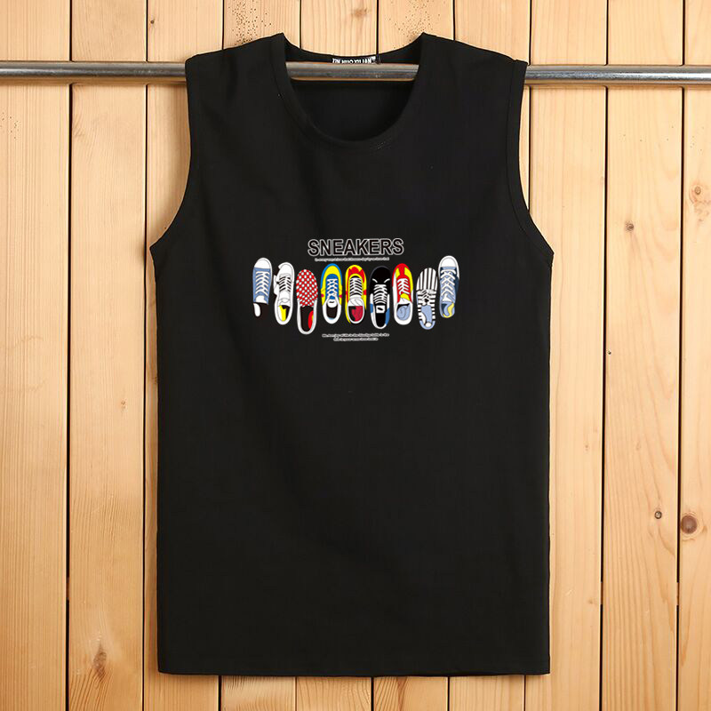 SPORTS FITNESS SLEEVELESS VEST VEST MEN LOOSE TREND HIP HOP BASKETBALL BOTTOMING SHIRT COTTON LARGE SIZE MENS COMPASSIONATE