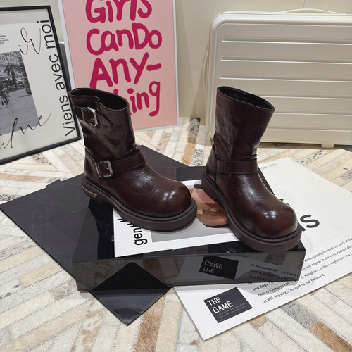 通勤时尚美拉德休闲粗跟西部靴