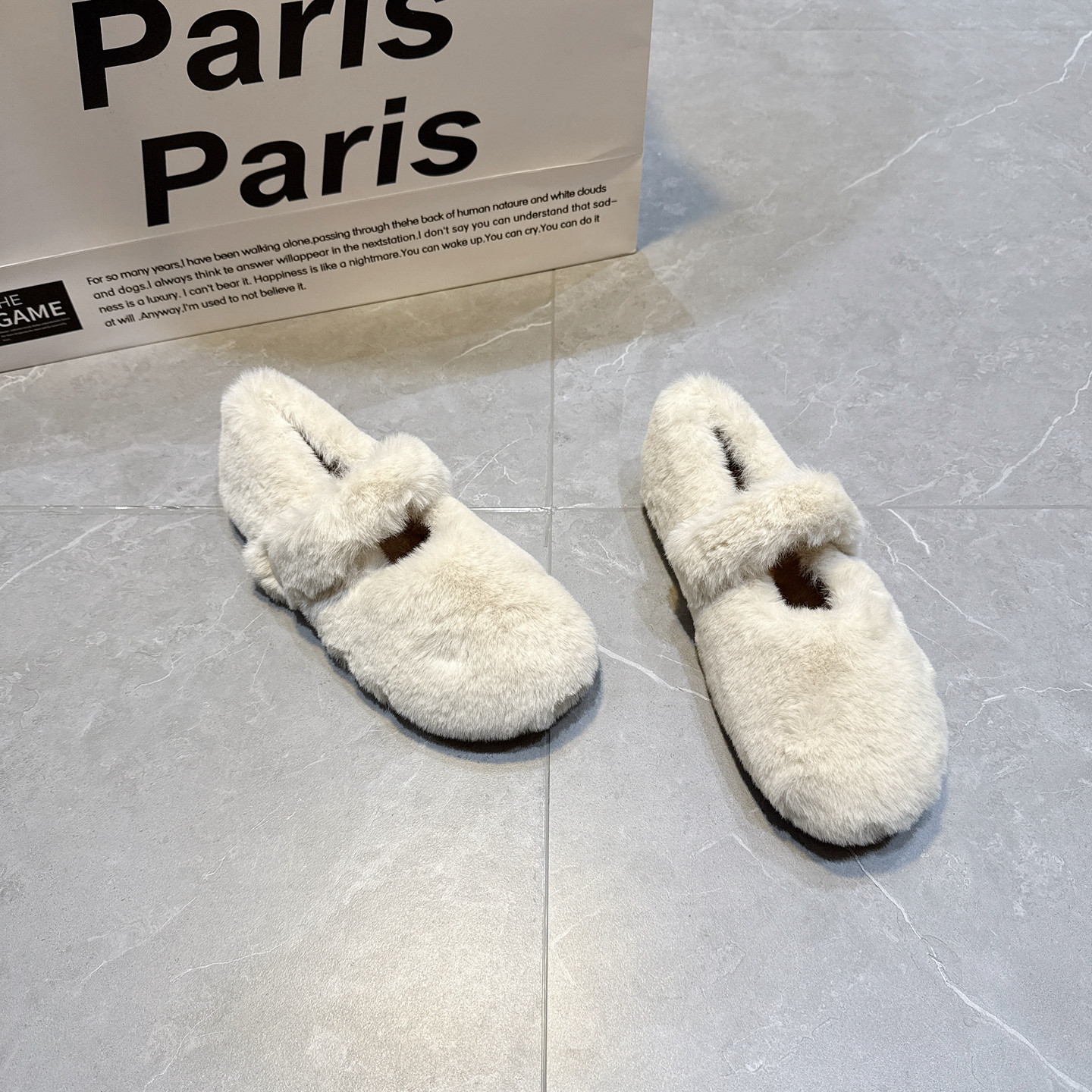 毛毛鞋秋冬加绒保暖棉鞋豆豆鞋一字带平底冬季加厚一脚蹬仙女单鞋,女鞋,浅口单鞋,淘宝优惠券,粉丝福利购,淘宝优惠卷