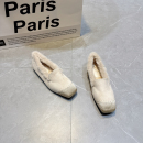 法式方头加绒毛毛鞋女款秋冬2025新款百搭保暖一脚蹬棉鞋豆豆单鞋