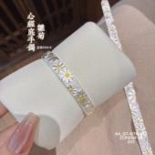 胜银· 小雏菊朵朵描金足银9999手镯古法心经底大众女士纯银手镯